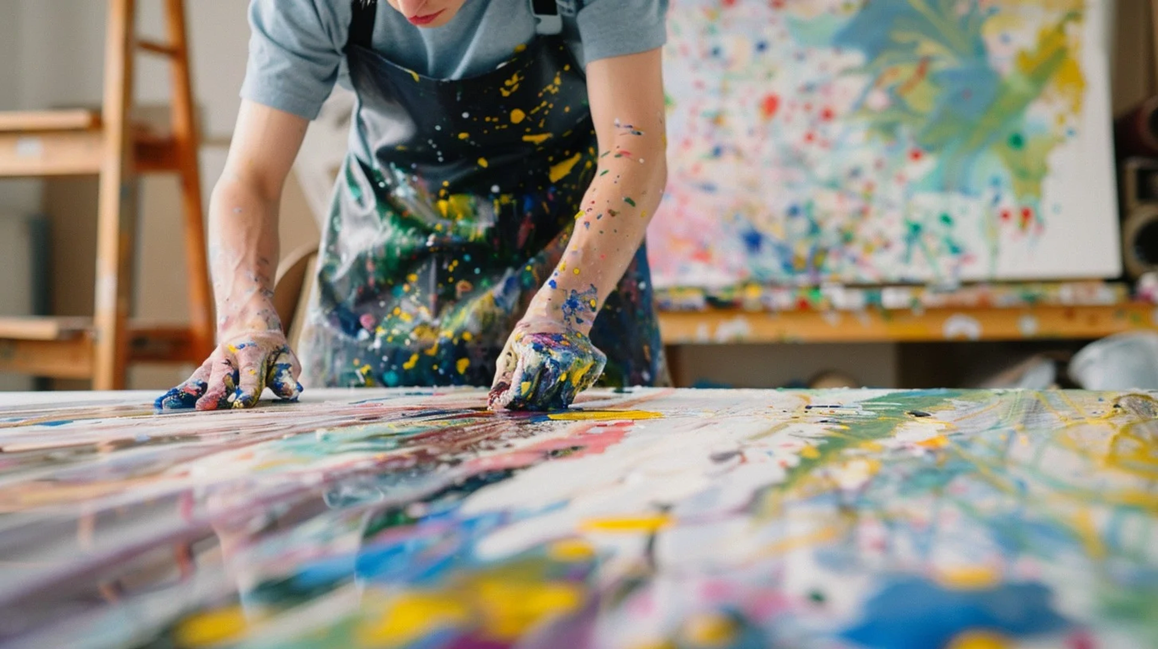 Kunstenaar Hand Schildert Abstract Canvas met paletmes