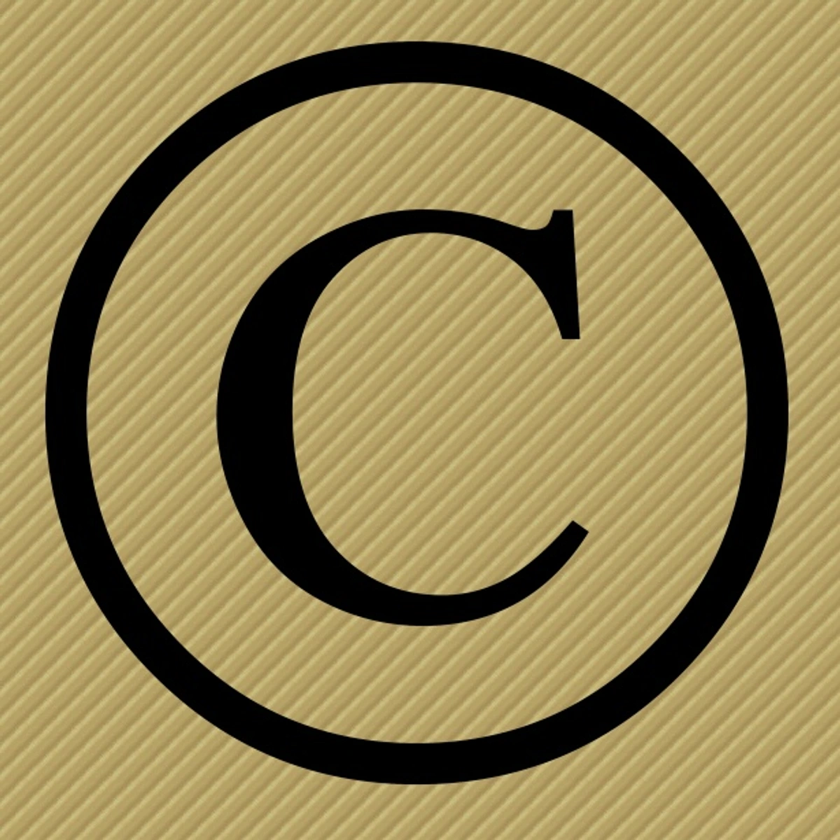 Copyright symbol C on a textured background, reinforcing intellectual property rights on an artist's website.