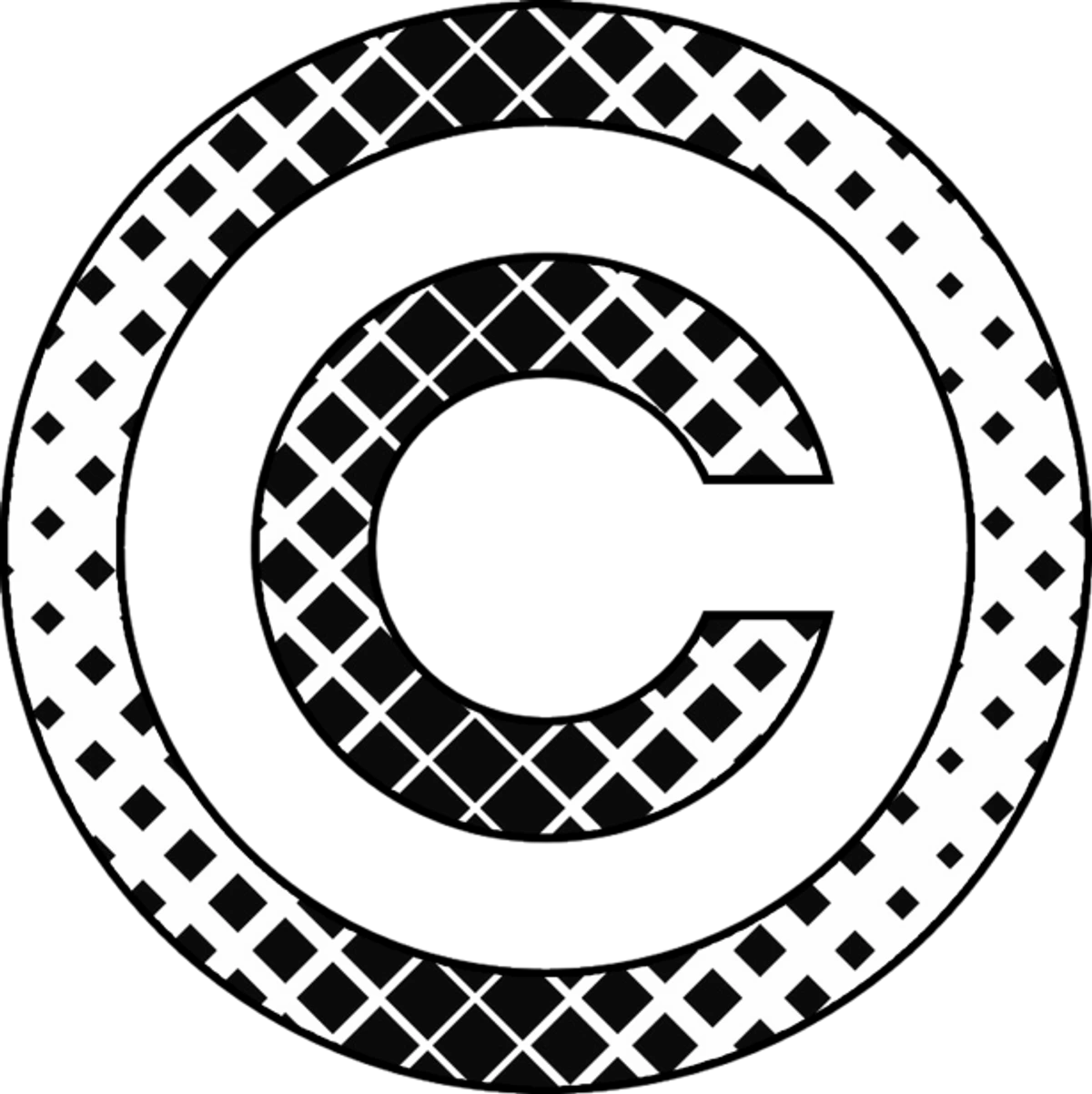 Copyright symbol with a black and white checkered pattern