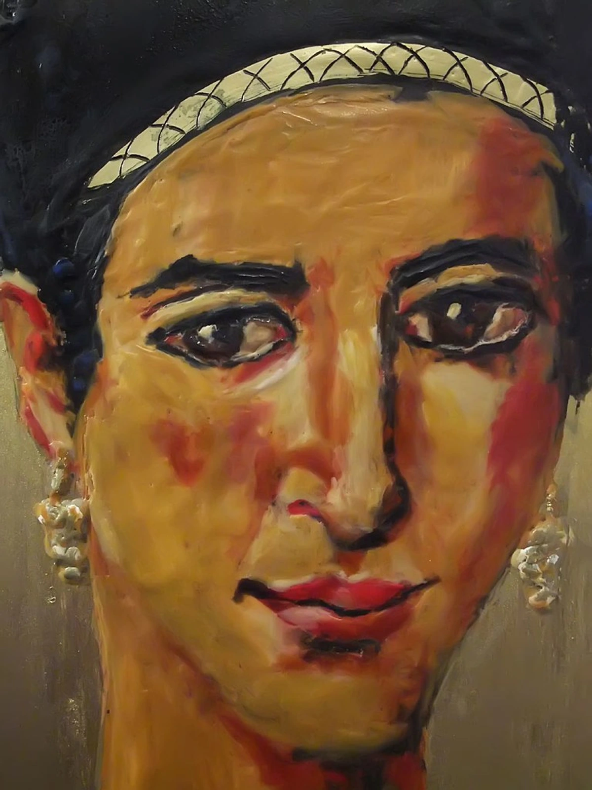 Emma modern encaustic portrait by Jean Denis, 21st century