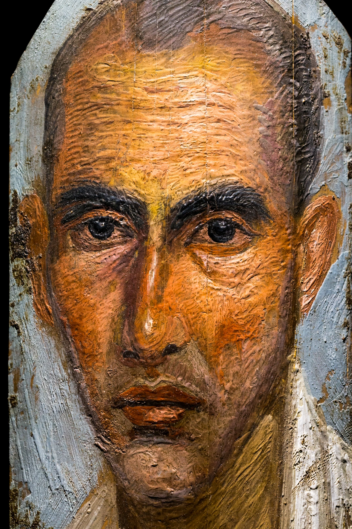Encaustic schilderij van het mummieportret van een oude man uit Egypte