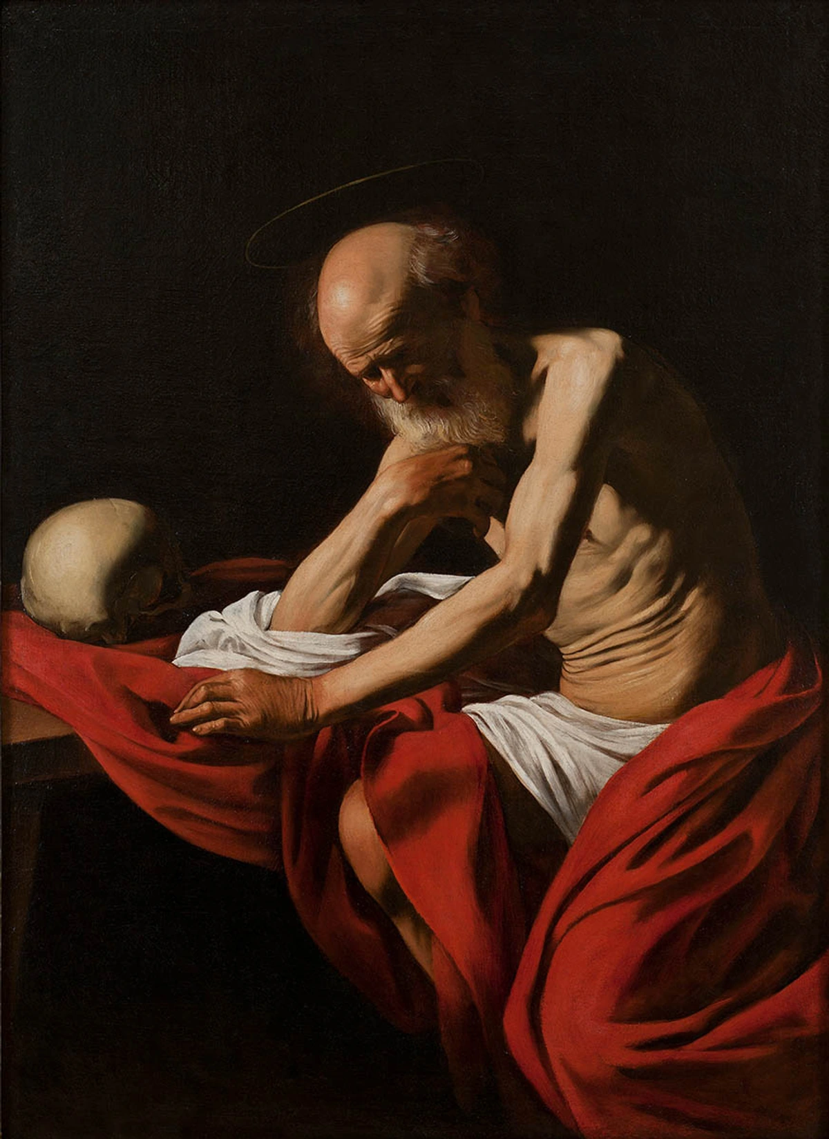 Saint Jerome in Meditation by Caravaggio, a prime example of tenebrism
